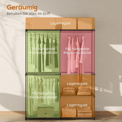 Wardrobe with Hanging Rail and Shelves, 111x43x185 cm, Black