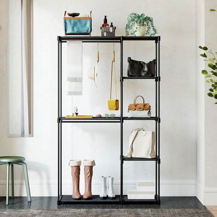 Wardrobe with Hanging Rail and Shelves, 111x43x185 cm, Black