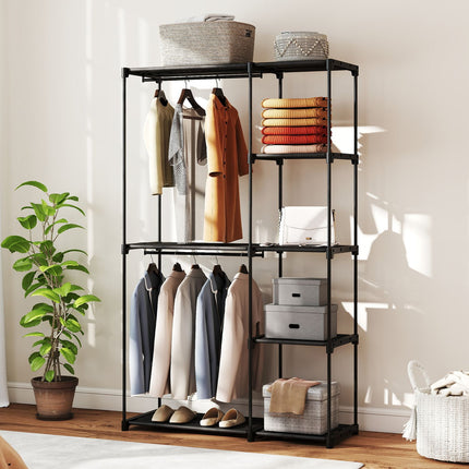 Wardrobe with Hanging Rail and Shelves, 111x43x185 cm, Black