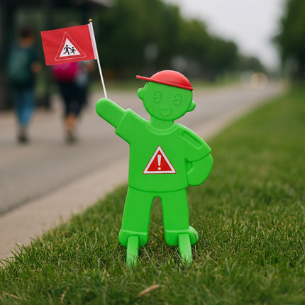 Warning Figure for Kids with Red Flag