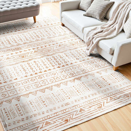 Washable Area Rug 5x8 Ft, Non-Slip, Beige