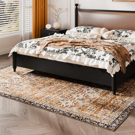 Washable Area Rug 6x9 Ft, Non-Slip Vintage, Pet And Kid Safe