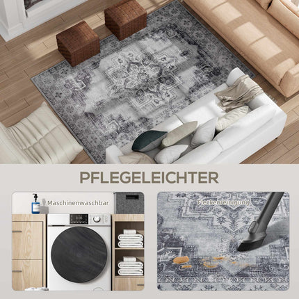 Washable Non-Slip Flannel Rug, 230x160cm, Gray