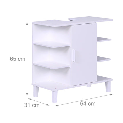 Washbasin Cabinet with Door & 6 Open Shelves, MDF