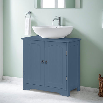 Washbasin Cabinet with Shelf – White MDF, Siphon Cut-Out