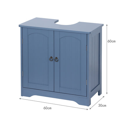 Washbasin Cabinet with Shelf – White MDF, Siphon Cut-Out