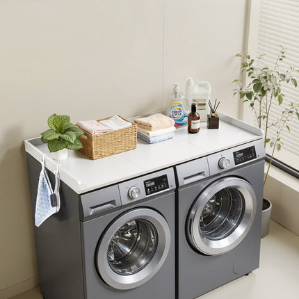 Washer Dryer Countertop 137 x 69.9 cm, White, Hooks