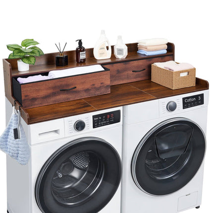 Washer Dryer Countertop with Shelf, 2 Drawers, Hooks, 137 x 69.9 cm