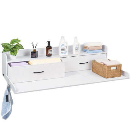 Washer Dryer Countertop with Shelf, 2 Drawers, Hooks, 137 x 69.9 cm
