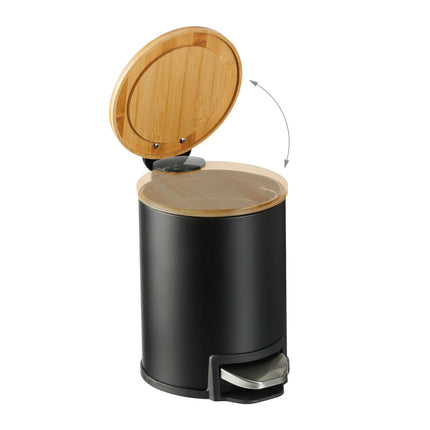Waste container for bathroom 3 liters with bamboo lid