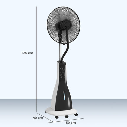 Water cooling fan with fog, remote control & 3L tank, 90W, 125cm