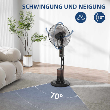 Water-Cooling Fan with Humidifier, 3 Speeds, Black, 75W
