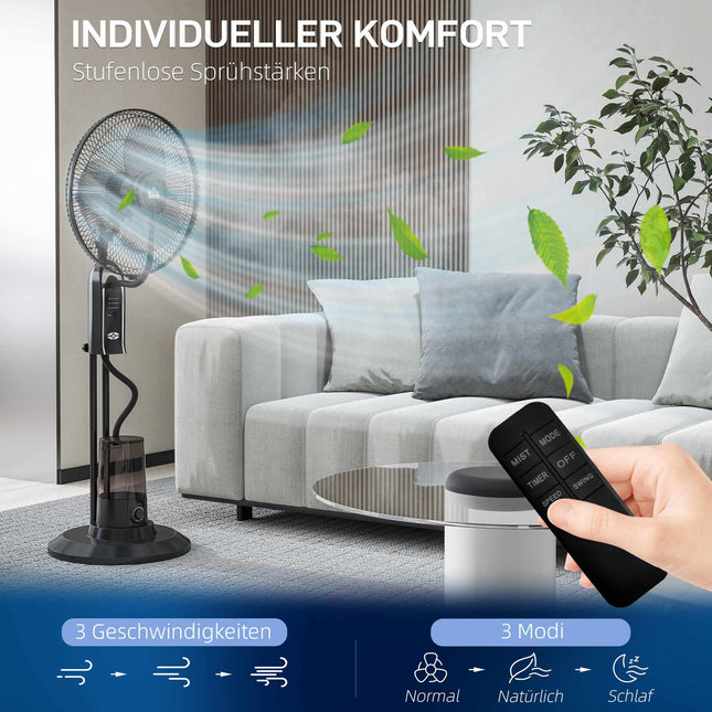 Water-Cooling Fan with Humidifier, 3 Speeds, Black, 75W
