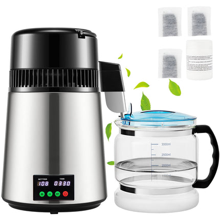 Water Distiller 4L, 1L/H, Timer, Temp Display, Stainless Steel