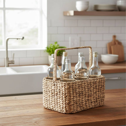 Water Hyacinth Basket for 6 Bottles
