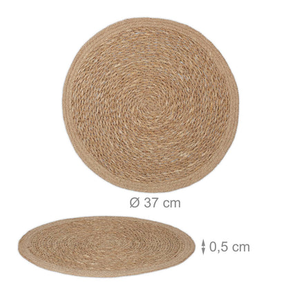 Water Hyacinth Placemats, Set of 10, Round Design