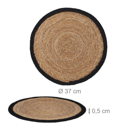 Water Hyacinth Placemats, Set of 6, Round Design
