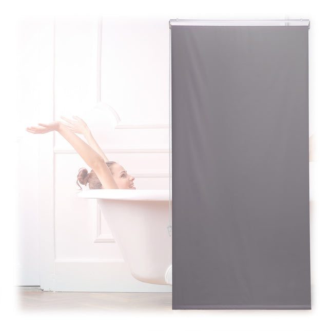 Water-Repellent Bathroom Roller Blind, Grey