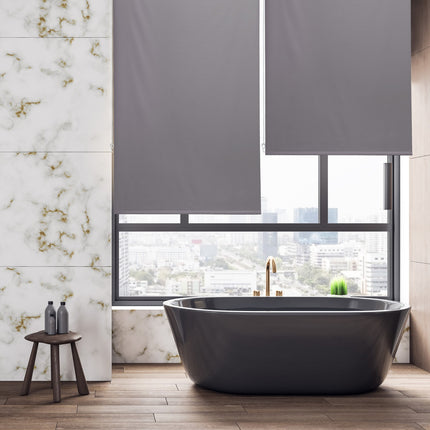 Water-Repellent Bathroom Roller Blind, Grey