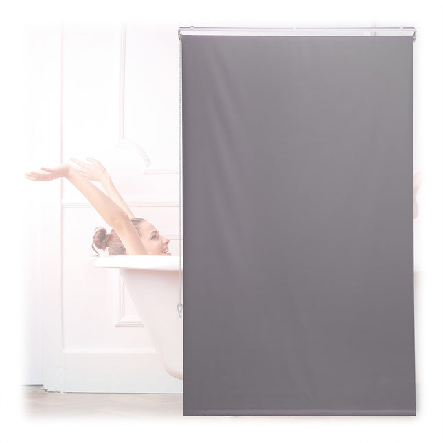 Water-Repellent Bathroom Roller Blind, Grey, Space-Saving