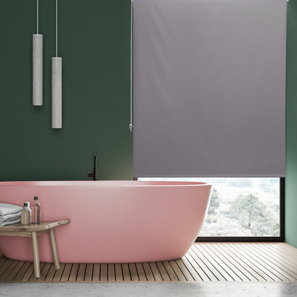Water-Repellent Bathroom Roller Blind, Grey, Space-Saving