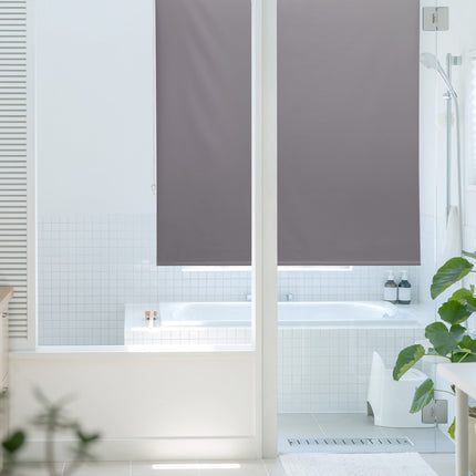 Water-Repellent Bathroom Roller Blind, Grey, Space-Saving