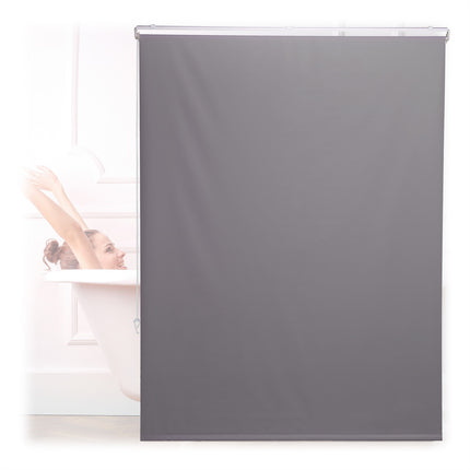 Water-Repellent Bathroom Roller Blind, Grey, Space-Saving