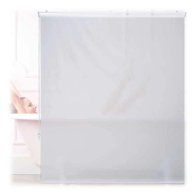 Water-Repellent Bathroom Roller Blind, White, Translucent