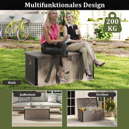 Waterproof 378L Garden Storage Box with Lockable Lid