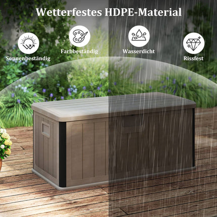Waterproof 378L Garden Storage Box with Lockable Lid