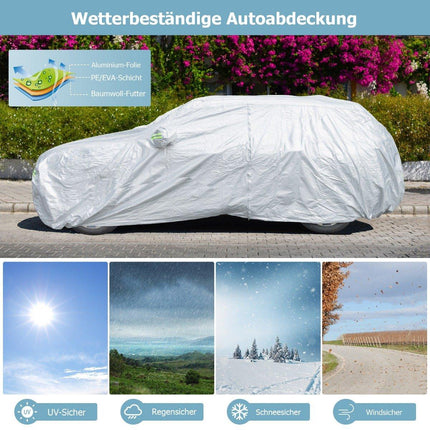 Waterproof Car Cover with Zipper Door, 483x191x153 cm, Silver