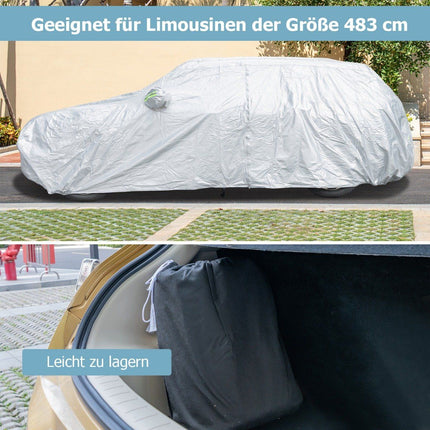 Waterproof Car Cover with Zipper Door, 483x191x153 cm, Silver