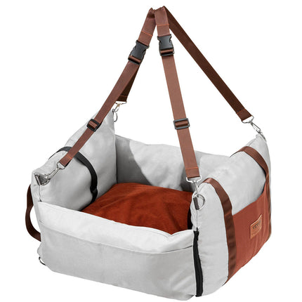 Waterproof Dog Car Seat with Safety Leash, 25 lb, Gray
