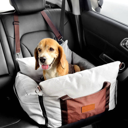 Waterproof Dog Car Seat with Safety Leash, 25 lb, Gray