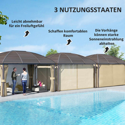 Waterproof Garden Pavilion, 4 x 3 x 2.8 m, Brown