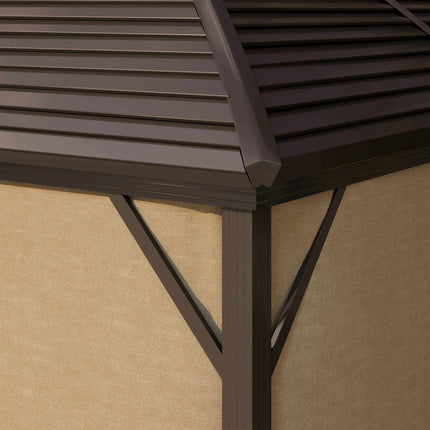 Waterproof Garden Pavilion, 4 x 3 x 2.8 m, Brown