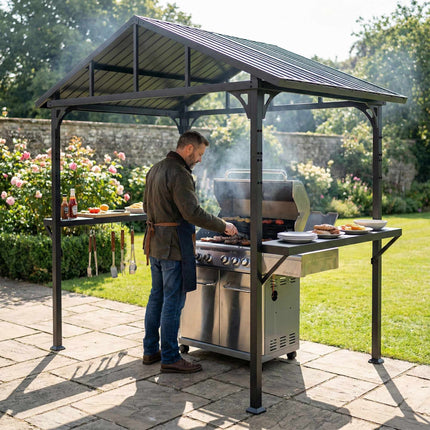 Waterproof Grill Pavilion with Steel Frame and Shelves