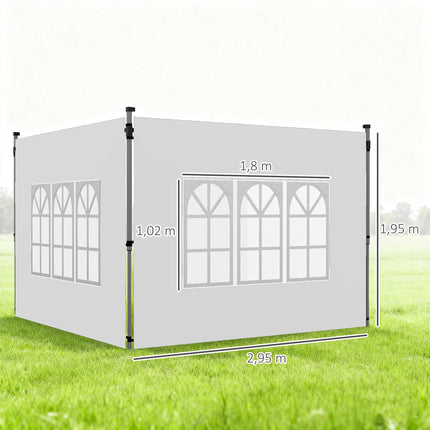 Waterproof Pavilion Sidewalls with Windows, 3x3/3x4 m, White