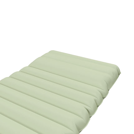 Water-repellent camping air mattress with foot pump, green