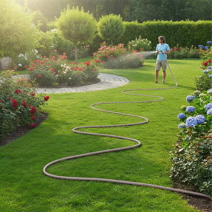 Weatherproof Beige Garden Hose, UV-Resistant, 1/2-Inch