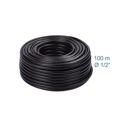 Weatherproof Black Garden Hose, UV-Resistant, 1/2" Fittings