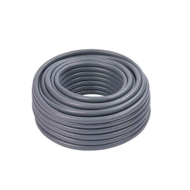 Weatherproof Fabric Garden Hose, Grey, UV-Resistant, 1/2-Inch