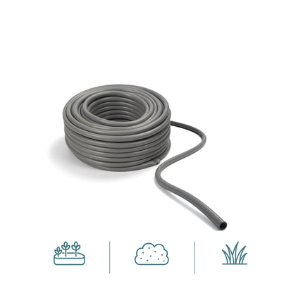 Weatherproof Fabric Garden Hose, UV-Resistant, Grey
