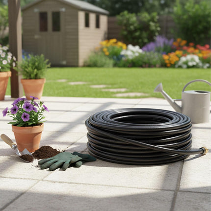 Weatherproof Garden Hose, Black, UV-Resistant, 1/2" Fittings