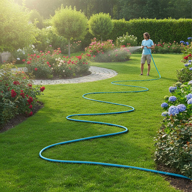 Weatherproof Garden Hose, UV-Resistant, Light Blue