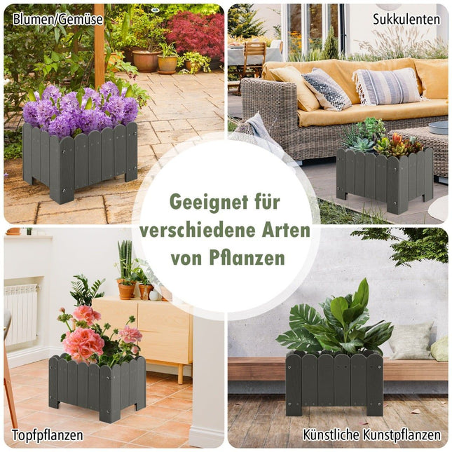 Weatherproof HDPE Planter Box Set, 45x32x30 cm, Gray