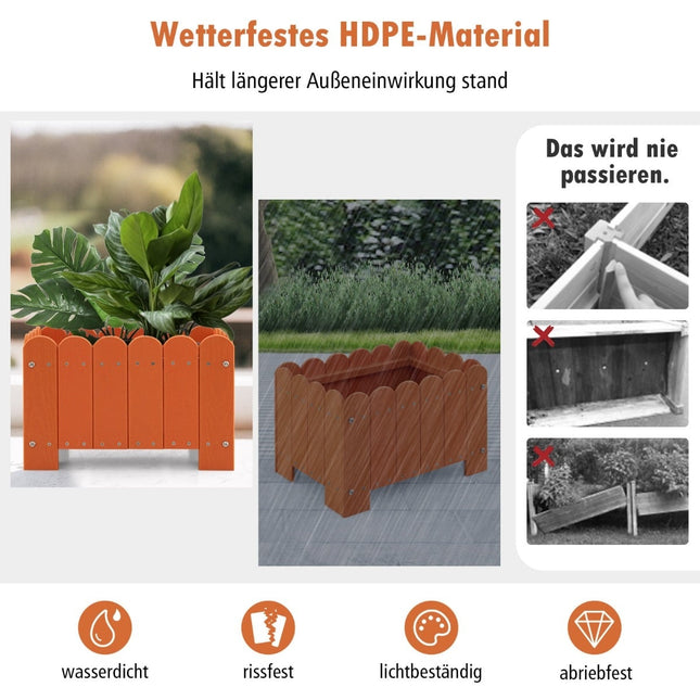 Weatherproof HDPE Planter Box Set, Orange, 45x32x30 cm