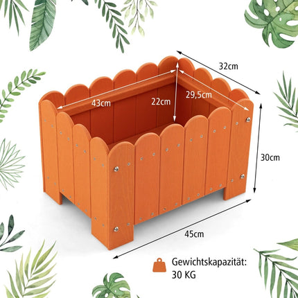 Weatherproof HDPE Planter Box Set, Orange, 45x32x30 cm
