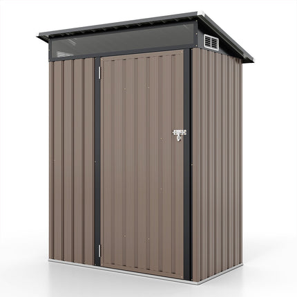 Weatherproof Metal Garden Shed, 150 x 89 x 185 cm, Light Grey