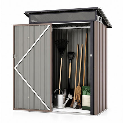 Weatherproof Metal Garden Shed, 150 x 89 x 185 cm, Light Grey